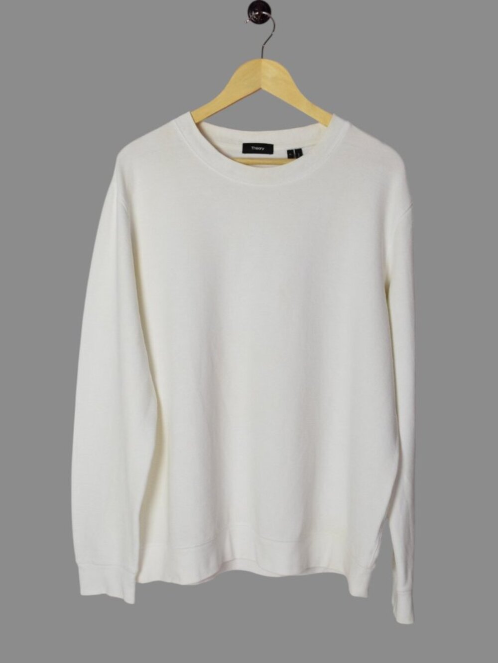 THEORY MEN'S DANEN JORRAN IVORY RIBBED SWEATSHIRT